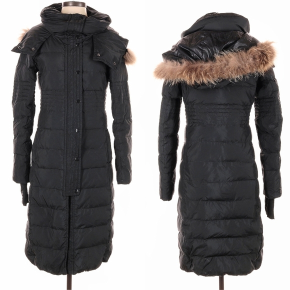MOUSSY Long Down Feather Puffer Parka Asiatic Racoon Fur Trim - Japanese Brand - Picture 1 of 5